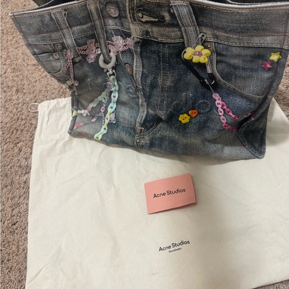 Acne Denim Tote with Colorful Chains - Picture 9 of 9
